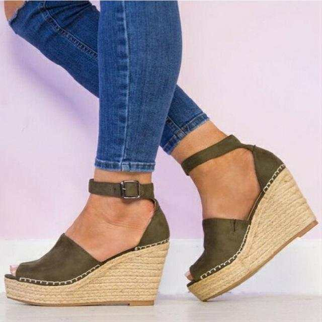 Female Platform 8CM High Heels Peep Toe Wedges Shoes - Acapparelstore