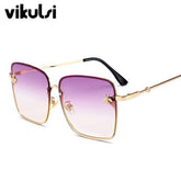 Women Brand Designer Bee Metal Frame Oversized Sunglasses UV400 - Acapparelstore