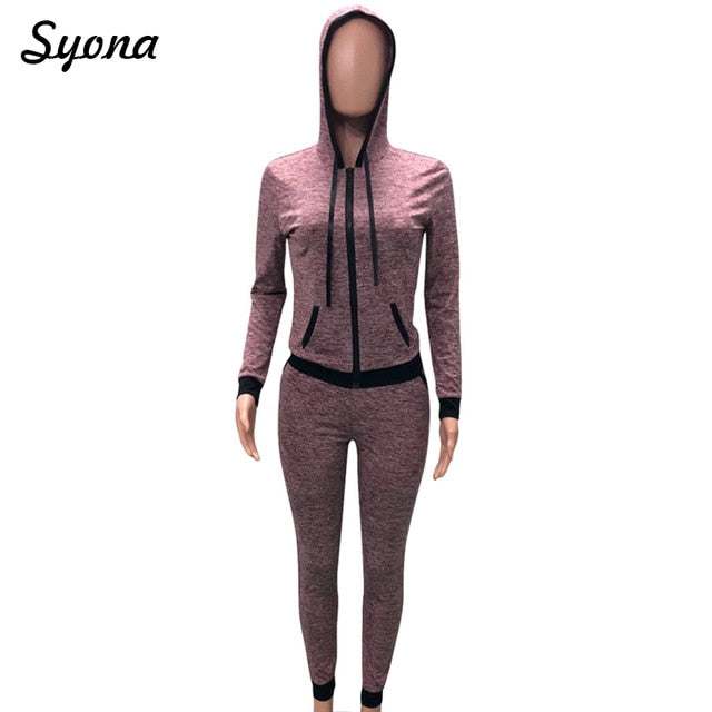 Women's 2 TWO PIECE SET Hoodies Jacket Zipper Jogger Trouser Tracksuit - Acapparelstore