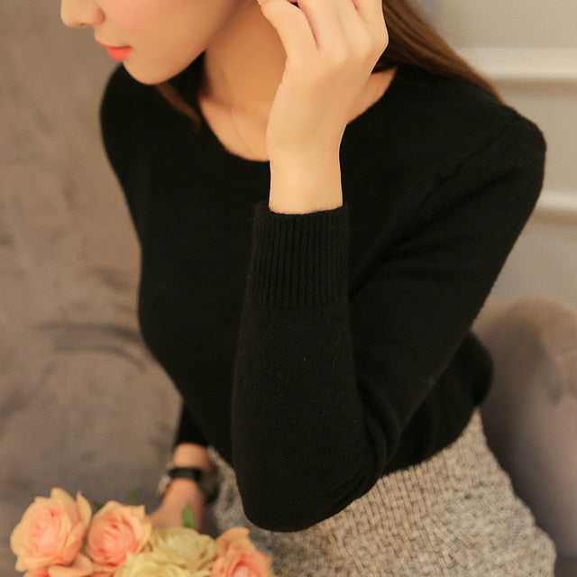 Peonfly Autumn Winter Sweater Knitted Jersey JumperWomen&