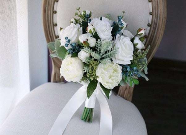 Wedding Succulent Plants Green Artificial Bridal Bouquets - Acapparelstore