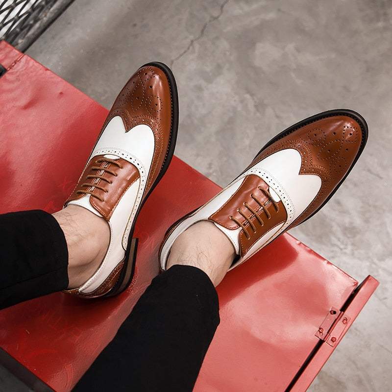 New Mixed Colors Men Shoes Vintage British Cow Leather Shoes - Acapparelstore