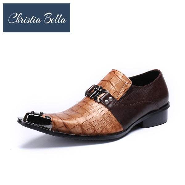Men's Snakeskin Shoes Genuine Leather Handmade British Shoes - Acapparelstore
