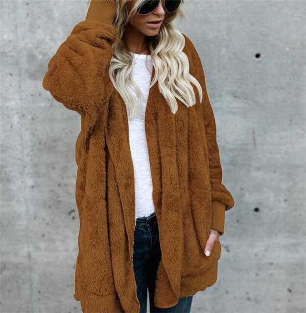 Faux Fur Teddy Bear Coat Women&