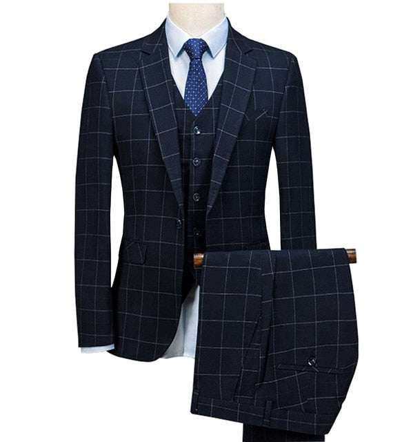 Royal Blue 3 Pieces Mens Slim Fit Wedding Suits weed Wool Tuxedos - Acapparelstore