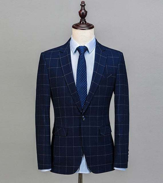 Royal Blue 3 Pieces Mens Slim Fit Wedding Suits weed Wool Tuxedos - Acapparelstore