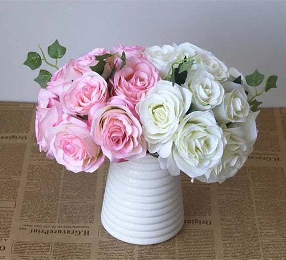 Silk Rose Bouquet Flower Dark Red Wine Bouquet Bridesmaids Bouquet - Acapparelstore