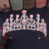 Luxury Pink Crystal Leaf Wedding Crown Queen Tiara Bride Headband Bridal Accessories - Acapparelstore