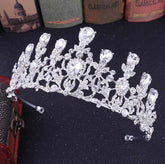 Luxury Pink Crystal Leaf Wedding Crown Queen Tiara Bride Headband Bridal Accessories - Acapparelstore