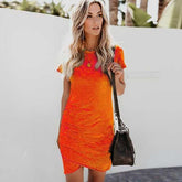 Summer Short Sleeve Solid Bodycon Slim Party DressWomen&