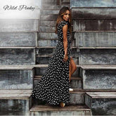 Long Women Split Short Sleeve Casual DressLong Women Split Short Sleeve Casual Dress