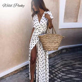 Long Women Split Short Sleeve Casual DressLong Women Split Short Sleeve Casual Dress