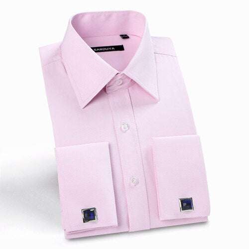 Men's Classic Spread Collar French Cuff Dress Shirts Regular-fit - Acapparelstore