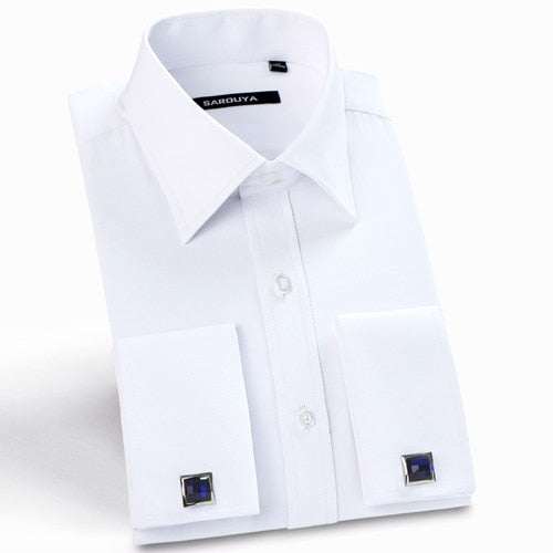 Men's Classic Spread Collar French Cuff Dress Shirts Regular-fit - Acapparelstore