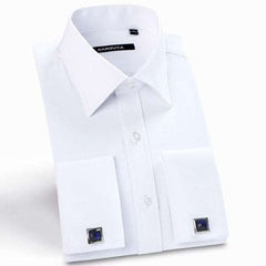 Men's Classic Spread Collar French Cuff Dress Shirts Regular-fit - Acapparelstore