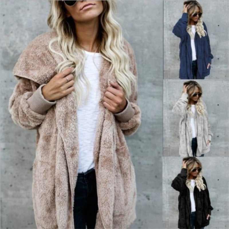 Faux Fur Teddy Bear Coat Women&
