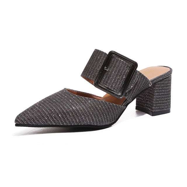 TOP Graceful Women Fashion Casual Belt Buckle Pointed Toe Sandals A 455 - Acapparelstore