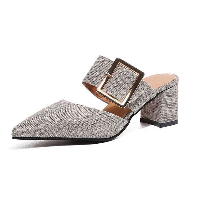 TOP Graceful Women Fashion Casual Belt Buckle Pointed Toe Sandals A 455 - Acapparelstore